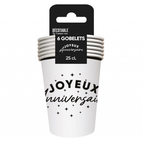 GOBELETS X 6 ANNIV.BLANC 25CL