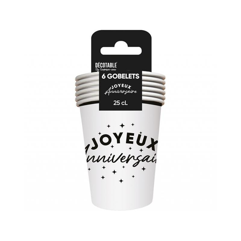 GOBELETS X 6 ANNIV.BLANC 25CL