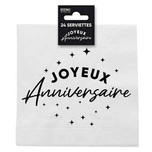 24 SERVIETTES J.A NOIR/BLANC