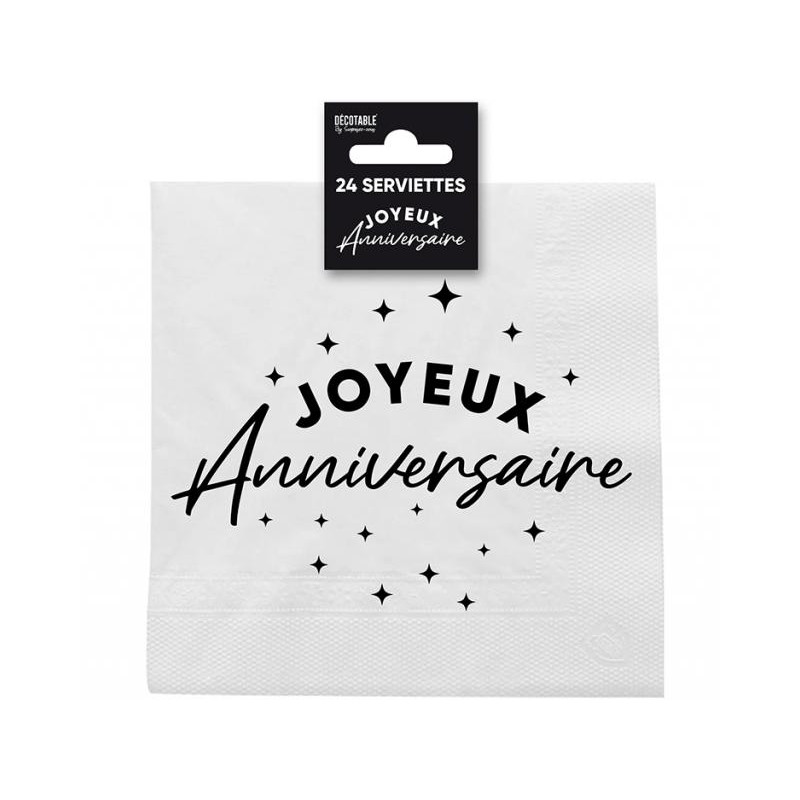 24 SERVIETTES J.A NOIR/BLANC