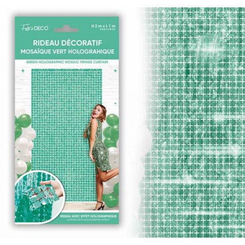 RIDEAU DECO MOSAIQUE VERT