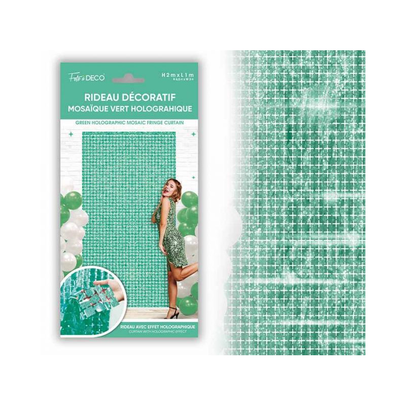 RIDEAU DECO MOSAIQUE VERT
