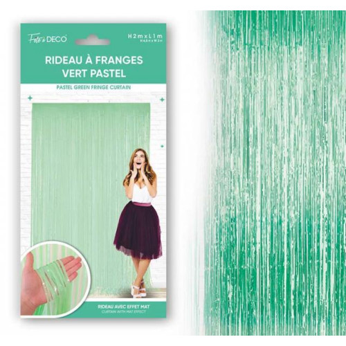 RIDEAU FRANGES METALLIQUE VERT