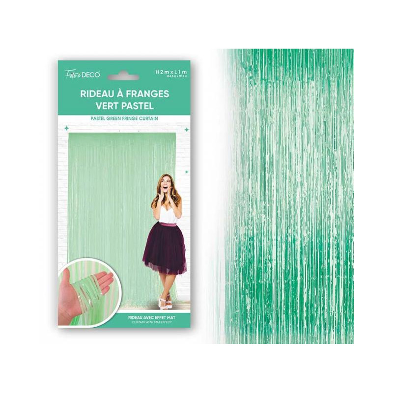 RIDEAU FRANGES METALLIQUE VERT