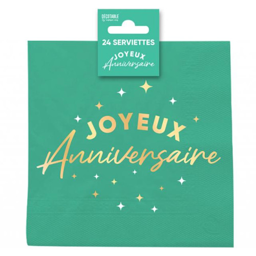 24 SERVIETTES JOY.ANNIV VERT