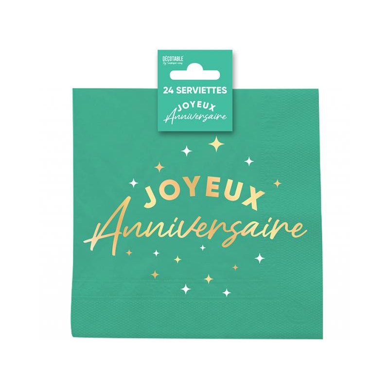 24 SERVIETTES JOY.ANNIV VERT