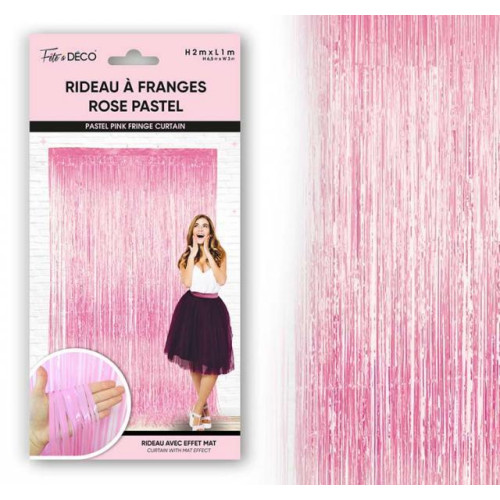 RIDEAU FRANGES METALLIQUE ROSE