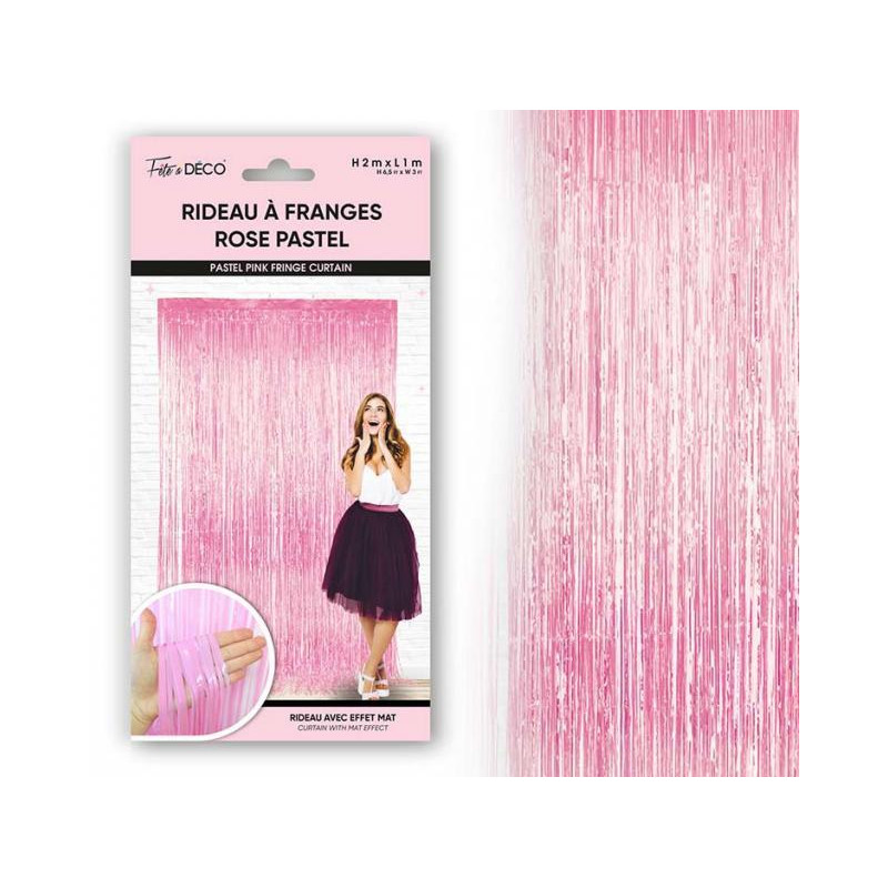RIDEAU FRANGES METALLIQUE ROSE