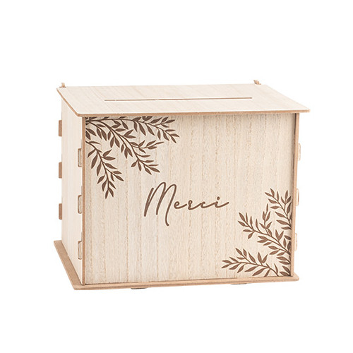 URNE MERCI EN BOIS 30X23.5X23.