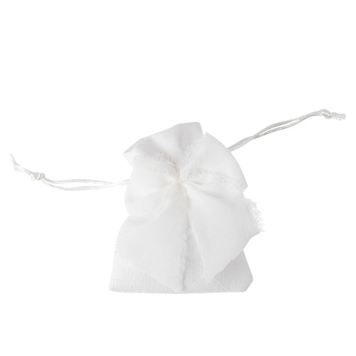 4 POCHONS COTON BLANC + NOEUD
