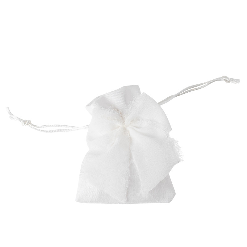 4 POCHONS COTON BLANC + NOEUD