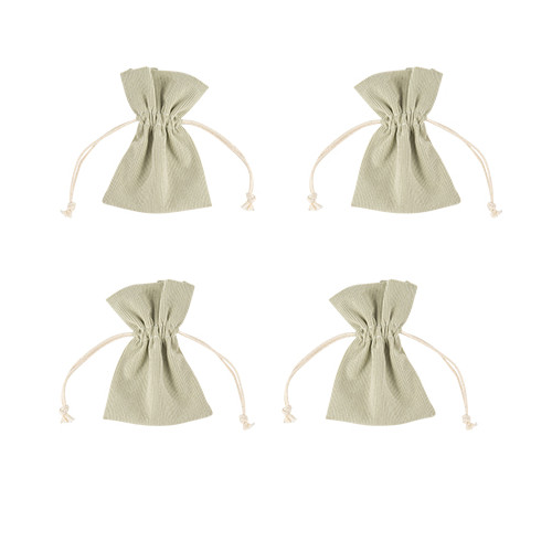 4 POCHONS TISSU COTELE VERT DE GRIS