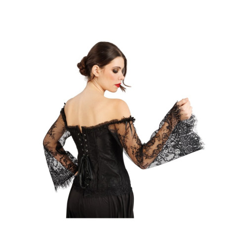 CORSET MANCHES DENTELLE NOIR L