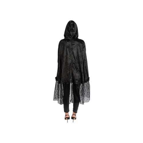 CAPE VELOURS DENTELLE NOIR 145CM
