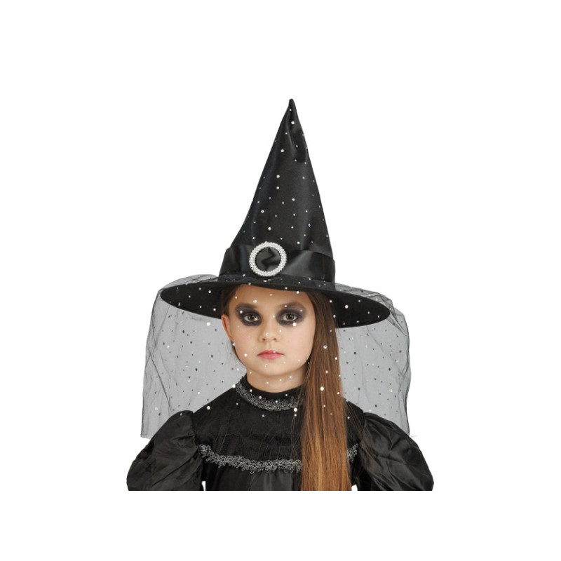 CHAPEAU DE SORCIERE NOIR/PAILLETTE ENFANT