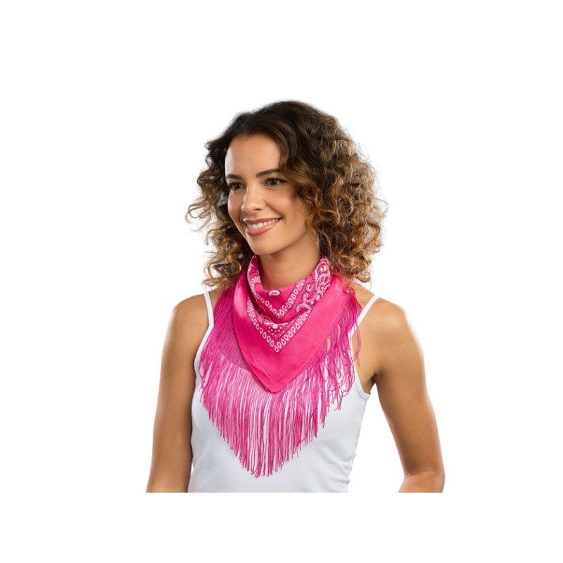 BANDANA A FRANGES ROSE FUCHSIA