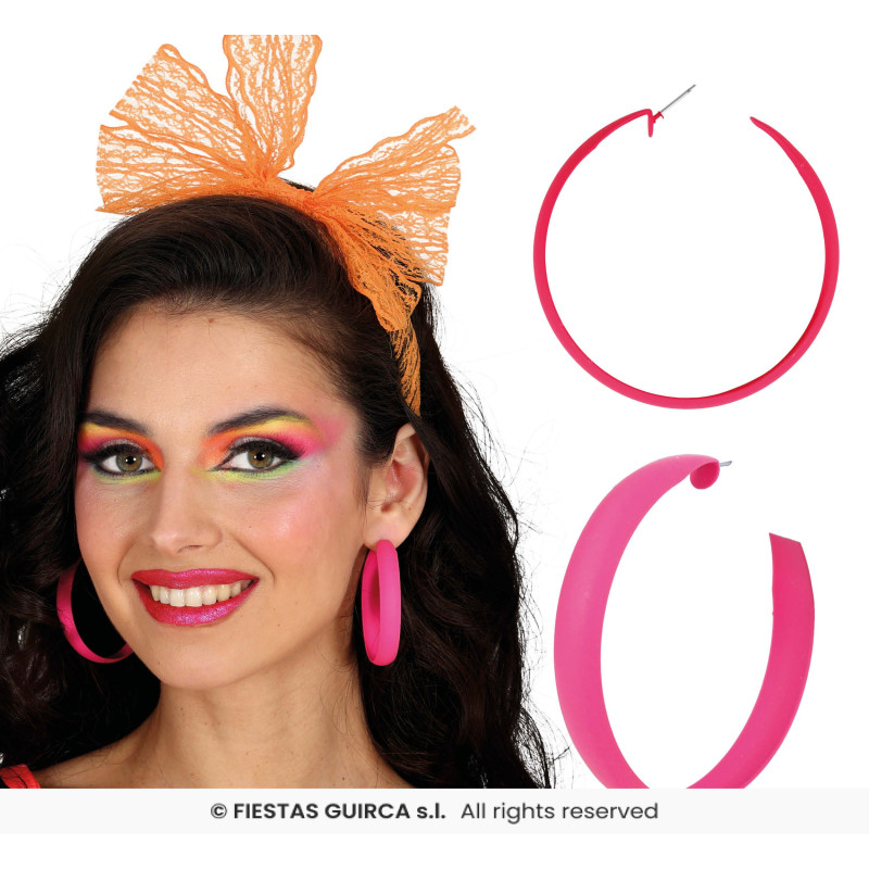 BOUCLES D OREILLES CREOLES FUCHSIA