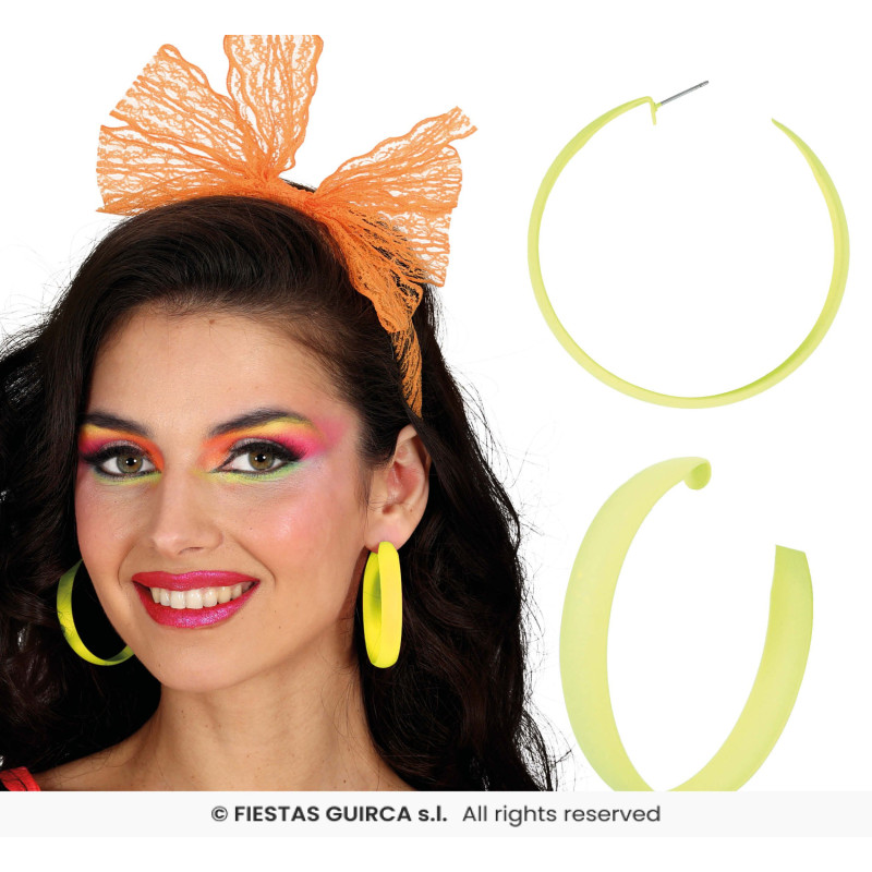 BOUCLES D OREILLES CREOLES JAUNE