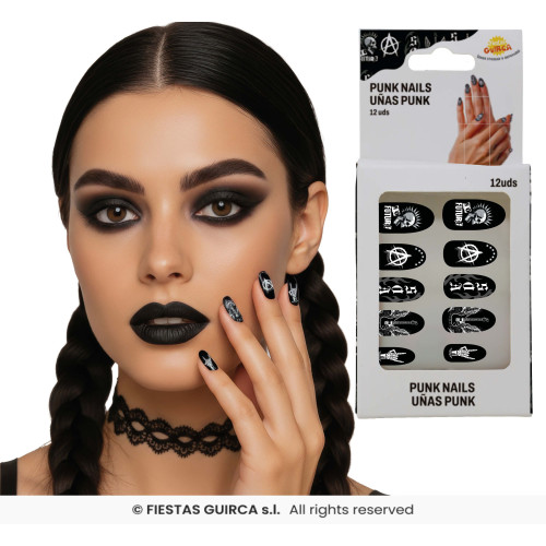 12 ONGLES PUNK AVEC COLLE