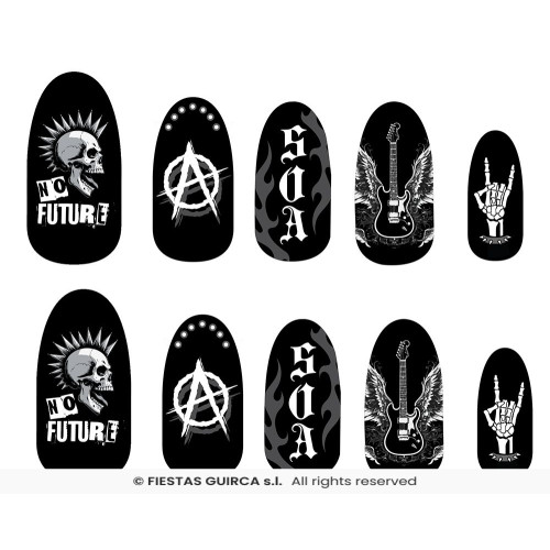12 ONGLES PUNK AVEC COLLE