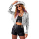 VESTE PAILLETTES FRANGES ARGENT XL
