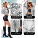 VESTE PAILLETTES FRANGES ARGENT XL