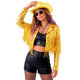 VESTE PAILLETTES FRANGES OR XL