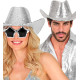 CHAPEAU COWBOY PAILLETTES ARGENT