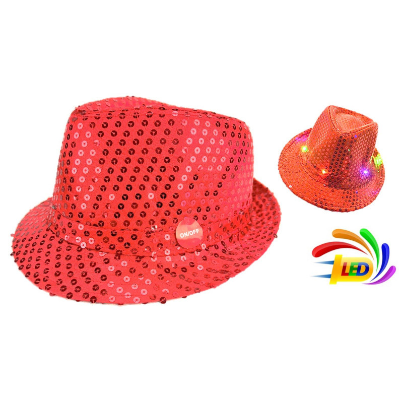 CHAPEAU LED SEQUIN ROUGE