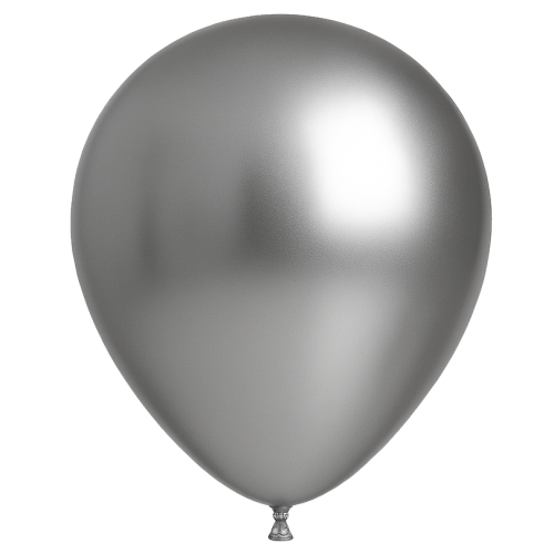 10 BALLONS CHROME ARGENT 30CM