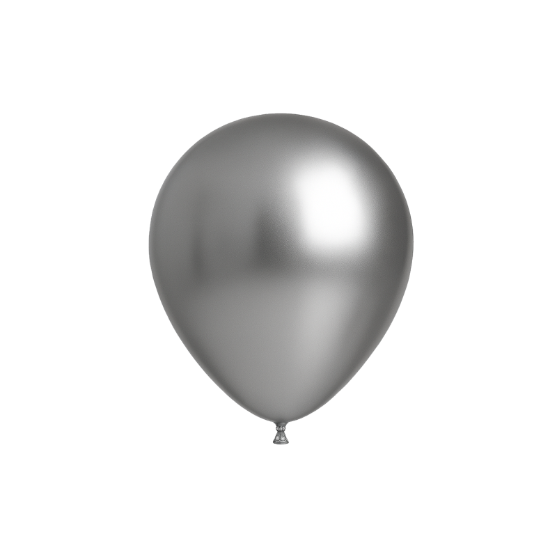 10 BALLONS CHROME ARGENT 30CM
