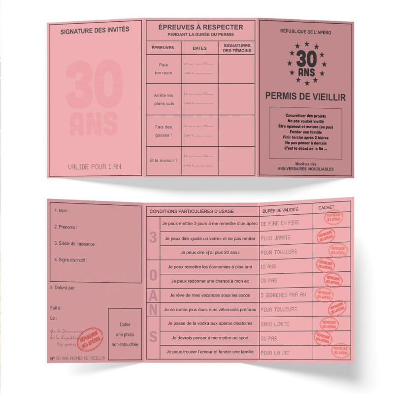 PERMIS 30 ANS "PERMIS DE VEILLLIR"