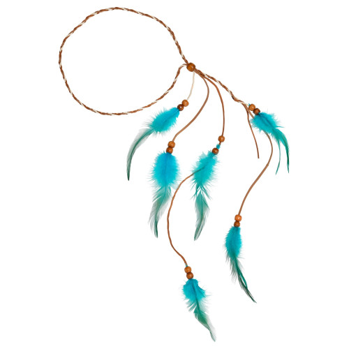 BANDEAU AVEC PLUME INDIEN TURQUOISE