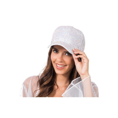 CASQUETTE BLANCHE AVEC STRASS