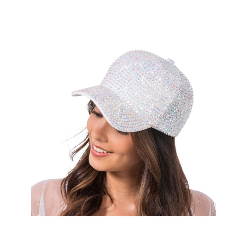 CASQUETTE BLANCHE AVEC STRASS