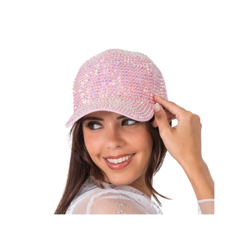 CASQUETTE ROSEE AVEC STRASS