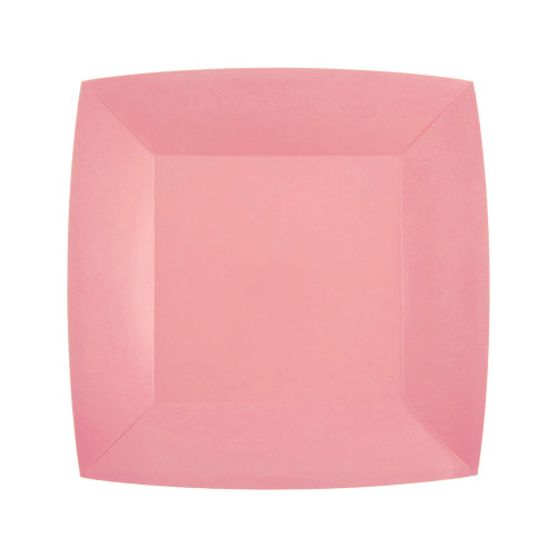 10 ASSIETTES CARRE ROSE PM