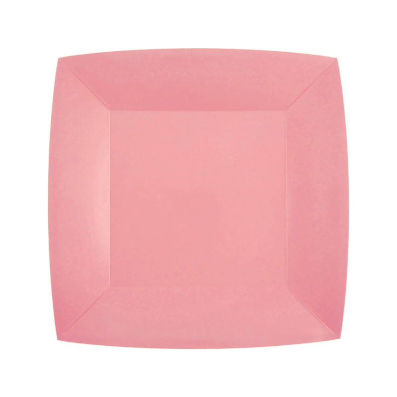 10 ASSIETTES CARRE ROSE PM
