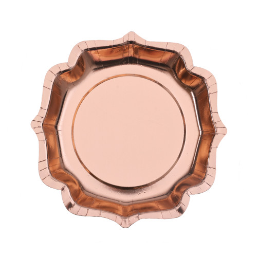 10 ASSIETTES FESTONNEES BRILLANTE ROSE GOLD