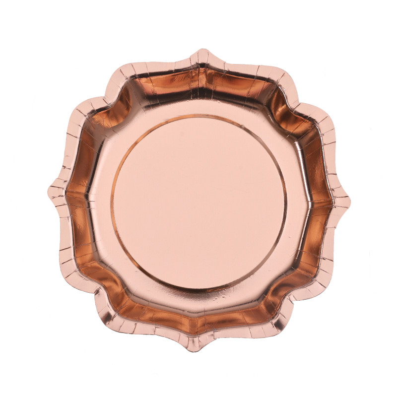 10 ASSIETTES FESTONNEES BRILLANTE ROSE GOLD