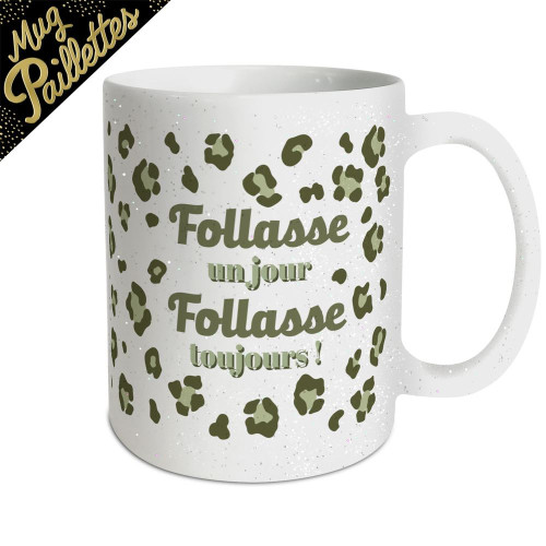 MUG PAILLETTES LEOPARD FOLLASSE