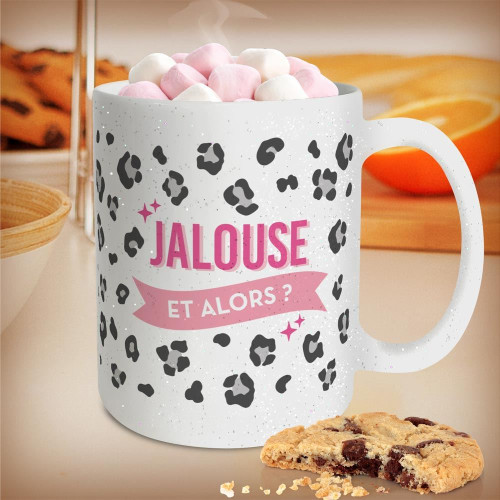MUG PAILLETTES LEOPARD JALOUSE ET ALORS?