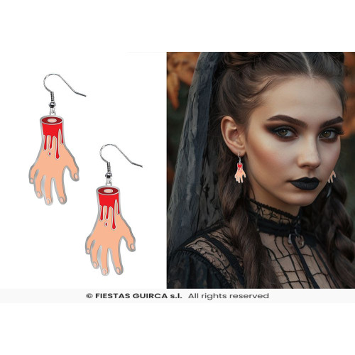 BOUCLES D OREILLES MAINS SANGLANTE