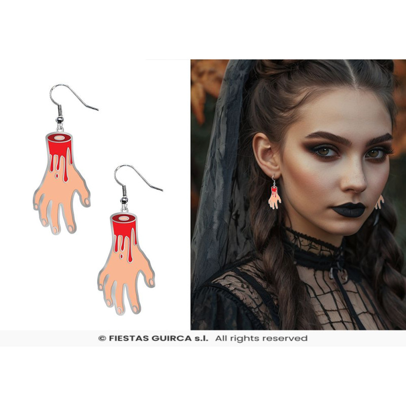 BOUCLES D OREILLES MAINS SANGLANTE