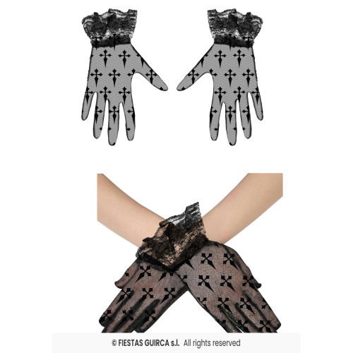 GANTS DENTELLE CROIX NOIRES