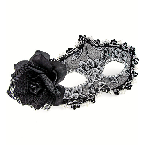 MASQUE AVEC ROSE NOIRE