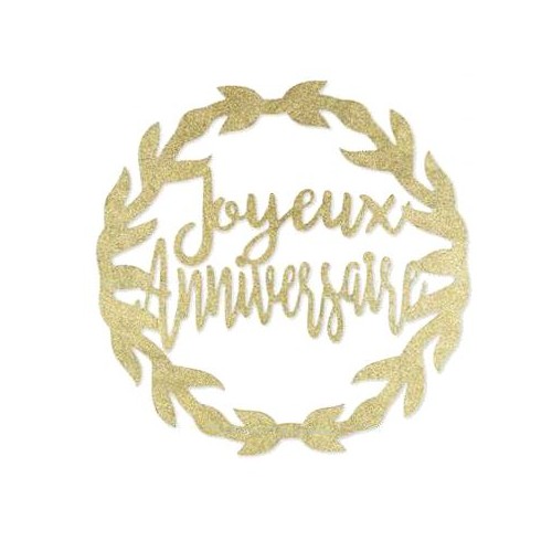 Décoration pailleté joyeux anniversaire noir pur - FestiShop