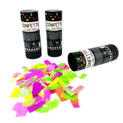 3 CANONS CONFETTIS NEON FLUO