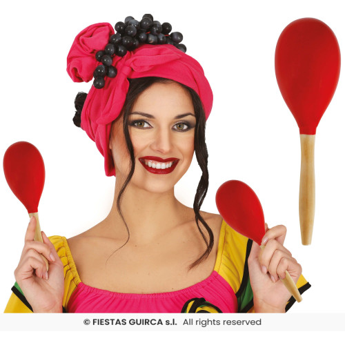 1 MARACAS EN BOIS ROUGE 20 CM