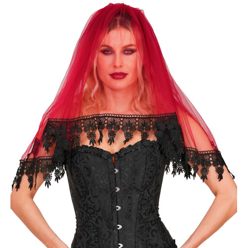 VOILE DE DENTELLE ROUGE